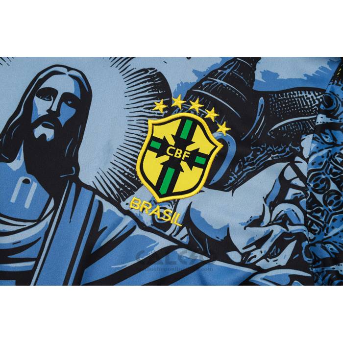 Tuta da Track Brasile Jesus Manica Corta 2024-2025 Blu - Pantaloncini